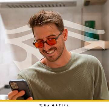 Ra Optics Nate Frame with Sunset Lenses - Premium, Science-Based Blue Light Glasses for Sleep - Block Sleep-Disrupting Blue Light from TV’s, Phones, Computers - Proven to Increase Sleep Quality