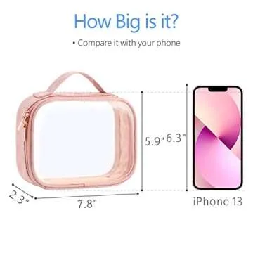 PACKISM TSA Approved Toiletry Bag, 3 Pack Clear Makeup Bags with Handle Large Opening Fit Carry-on Travel Essentials, Quart-sized for Toiletries, Rose Pink