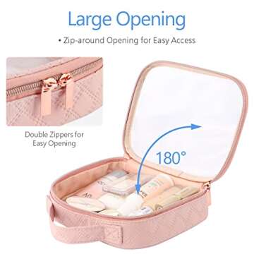 PACKISM TSA Approved Toiletry Bag, 3 Pack Clear Makeup Bags with Handle Large Opening Fit Carry-on Travel Essentials, Quart-sized for Toiletries, Rose Pink