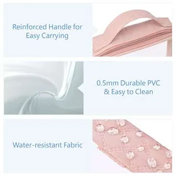 PACKISM TSA Approved Toiletry Bag, 3 Pack Clear Makeup Bags with Handle Large Opening Fit Carry-on Travel Essentials, Quart-sized for Toiletries, Rose Pink