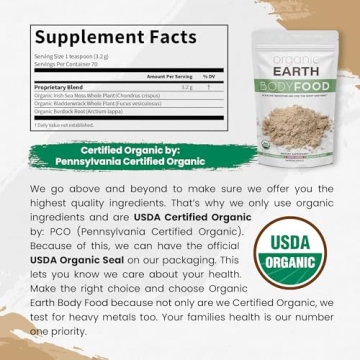 Organic Earth Irish Sea Moss Powder for Energy and Detox