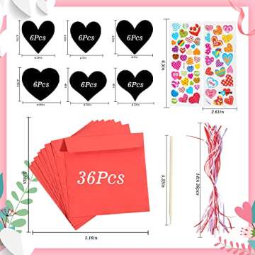 Natonhi 36 Pack Valentines Day Gifts Card for Kids,Heart Rainbow Scratch Art Paper Valentine Crafts for Kids Party Favors Classroom Exchange Prizes