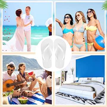Unittype 48 Pairs Flip Flops Bulk for Wedding Guests Hotel Slippers with Size Cards and Bags for Wedding Beach Pool (White)