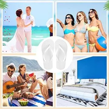 Unittype 48 Pairs Flip Flops Bulk for Wedding Guests Hotel Slippers with Size Cards and Bags for Wedding Beach Pool (White)
