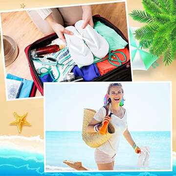 Unittype 48 Pairs Flip Flops Bulk for Wedding Guests Hotel Slippers with Size Cards and Bags for Wedding Beach Pool (White)