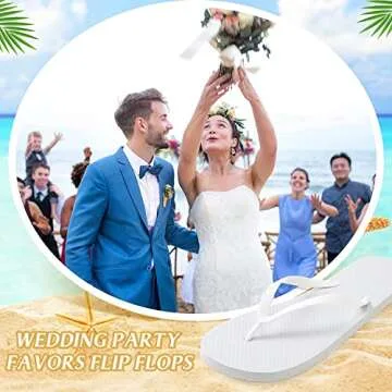 Unittype 48 Pairs Flip Flops Bulk for Wedding Guests Hotel Slippers with Size Cards and Bags for Wedding Beach Pool (White)