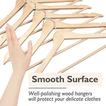 Edergoo 30 Pack Wood Hangers with 360° Swivel Hook