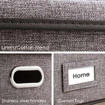 PRANDOM Decorative Linen File Organizer Box for Efficient Storage