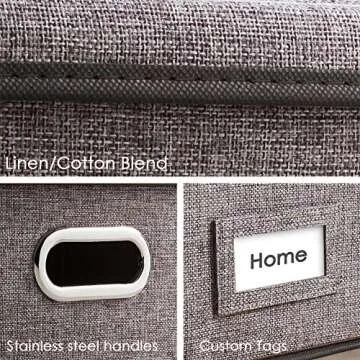 PRANDOM Decorative Linen File Organizer Box for Efficient Storage