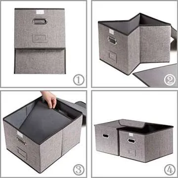PRANDOM Decorative Linen File Organizer Box for Efficient Storage