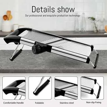 Adjustable Stainless Steel Mandoline Slicer for Effortless Cooking