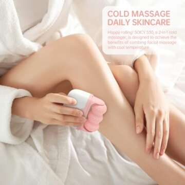 Hanmier Ice Roller for Face with Gua Sha, Travel ice Roller Cold Therapy Tools, Cold Facial Ice Roller Massager for Eye Puffiness, Migraine, TMJ Pain Relief & Minor Injury (Pink)