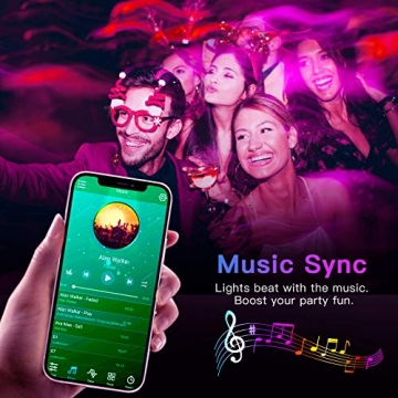 TJOY 25ft Bluetooth LED Strip Lights for Music Sync and Control