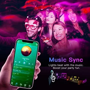 TJOY 25ft Bluetooth LED Strip Lights for Music Sync and Control