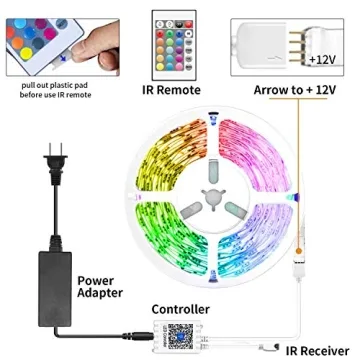 TJOY 25ft Bluetooth LED Strip Lights for Music Sync and Control