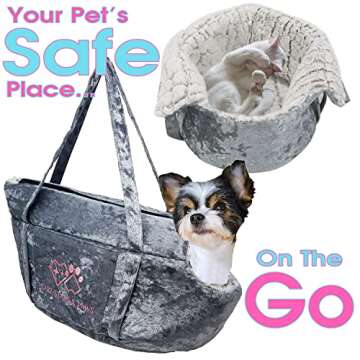 Heart, Stars and Paws Convertible Dog Bed - Pet Carriers for Small Dogs & Cats- Soft-Sided, Warm, Po...