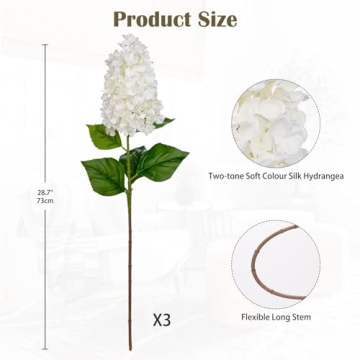 Arborus Lifesize Hydrangea Artificial Flowers - Decorate Elegantly