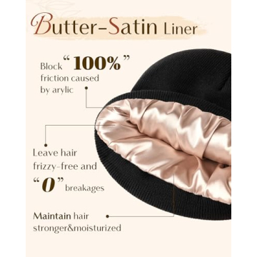 Satin Lined Knit Beanie - Warm Acrylic Winter Hat