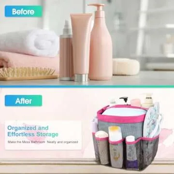 Attmu Mesh Shower Caddy Portable for College Dorm Room Essentials with 8 Pockets, Hanging Shower Caddy Dorm Basket, Quick Dry Shower Bag for Bathroom