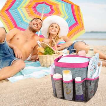 Attmu Mesh Shower Caddy Portable for College Dorm Room Essentials with 8 Pockets, Hanging Shower Caddy Dorm Basket, Quick Dry Shower Bag for Bathroom