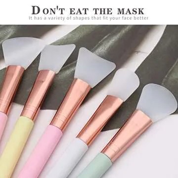 Elisel 5pcs Silicone Facial Mask Applicator Brushes, Flexible for Face, Sleeping, Clay, Body Lotion Masks