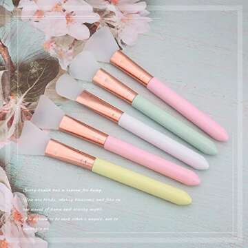 Elisel 5pcs Silicone Facial Mask Applicator Brushes, Flexible for Face, Sleeping, Clay, Body Lotion Masks