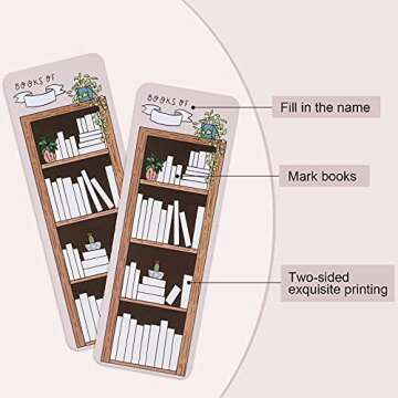 Outus 50 Pieces Book Tracker Bookmarks Paper Double Sided Bookshelf Design Bookmarks Color Your Own Book Markers Bulk for Book Lover Students Reading(Cute Style)
