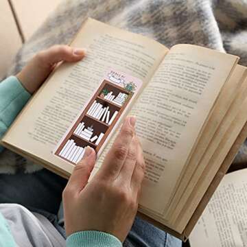 Outus 50 Pieces Book Tracker Bookmarks Paper Double Sided Bookshelf Design Bookmarks Color Your Own Book Markers Bulk for Book Lover Students Reading(Cute Style)