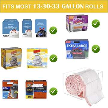 SEANADO Extra Large Trash Bag Dispenser Roll Holder, Wall Mount Acrylic Kitchen Cabinet Organizer St...