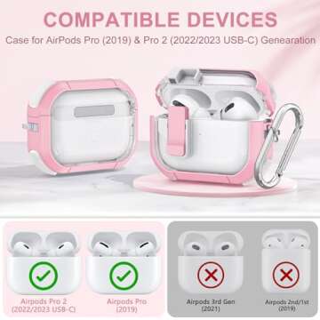 Clear Case for AirPods Pro 2nd/1st Generation Case, Secure Lock Case for Apple Airpod Pro 2&1 Gen Ca...
