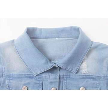 SeNight Women's Trendy Denim Jacket with Sparkly Hem