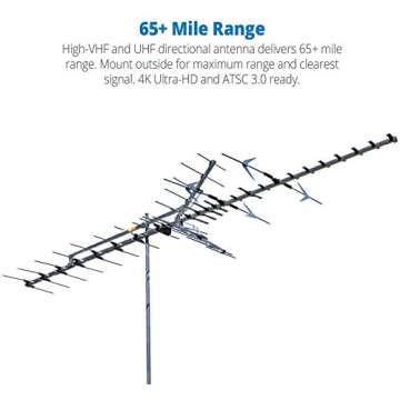 Winegard HD7698A Long Range Outdoor HDTV Antenna - 65+ Mile Range, High-VHF/UHF, 4K Ultra-HD Ready, ...