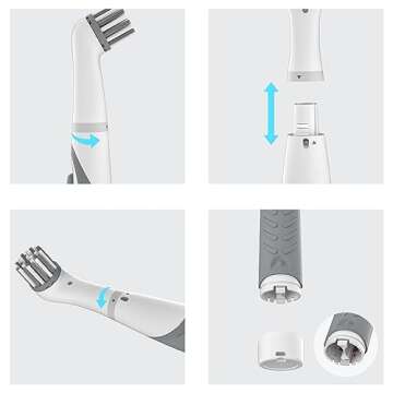 Electric Cleaning Brush with 4 in 1 Multiple Brush Heads, Indoor Household Cordless Motorized Brush for Bathroom Toilet Kitchen Tile Crevice(Grey)