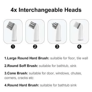 Electric Cleaning Brush with 4 in 1 Multiple Brush Heads, Indoor Household Cordless Motorized Brush for Bathroom Toilet Kitchen Tile Crevice(Grey)