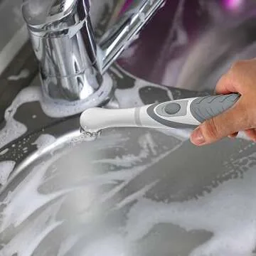 Electric Cleaning Brush with 4 in 1 Multiple Brush Heads, Indoor Household Cordless Motorized Brush for Bathroom Toilet Kitchen Tile Crevice(Grey)