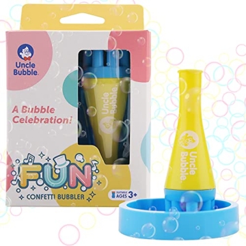 Uncle Bubble Mini Bubble Blower - Non Toxic Plastic Confetti Bubbler, Fun Summer Toys for Kids, Girl...