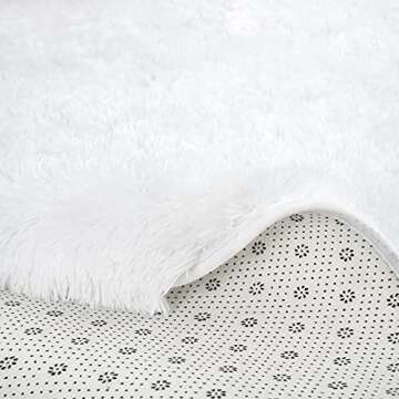 ULTRUG Fluffy Round Rug for Kids Room, Soft Circle Area Rugs for Girls Bedroom, Cute Princess Castle Nursery Rug Shaggy Circular Carpet for Teens Girls Baby Bedroom Home Decor, 4 x 4 Feet White