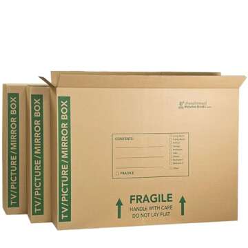 TV/Picture/Mirror Moving Boxes - 3 Pack - 48 x 4 x 33 inches - TV Moving Box fits up to 50" - TV Boxes for Moving - Cheap Cheap Moving Boxes