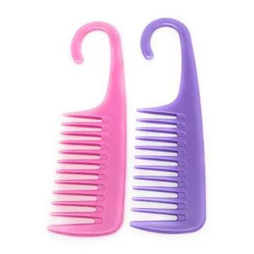 Detangler Shower Comb with hook, wet/dry, Colors may vary (Pack of 2)