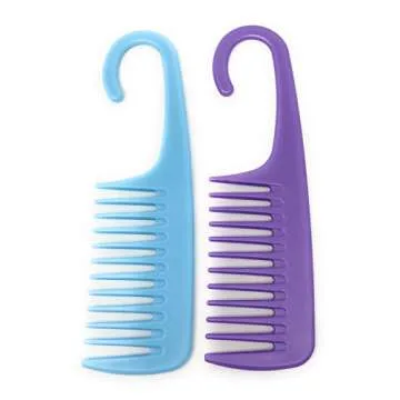 Detangler Shower Comb with hook, wet/dry, Colors may vary (Pack of 2)