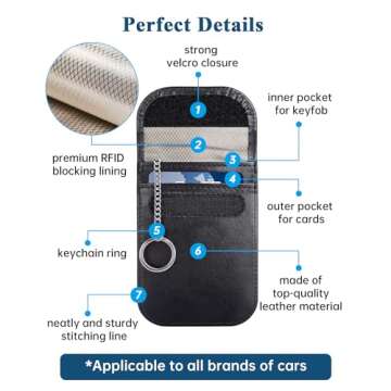 Teskyer 2 Pack of Faraday Key Fob Protectors, Anti-Theft Faraday Bags, Car Key RFID Signal Blocking Pouch, Small Size 3.3" x 4.7", Black & Rose Gold