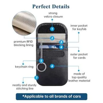 Teskyer 2 Pack of Faraday Key Fob Protectors, Anti-Theft Faraday Bags, Car Key RFID Signal Blocking Pouch, Small Size 3.3" x 4.7", Black & Rose Gold