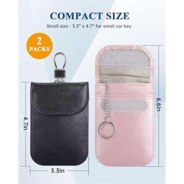 Teskyer 2 Pack of Faraday Key Fob Protectors, Anti-Theft Faraday Bags, Car Key RFID Signal Blocking Pouch, Small Size 3.3" x 4.7", Black & Rose Gold