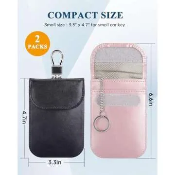 Teskyer 2 Pack of Faraday Key Fob Protectors, Anti-Theft Faraday Bags, Car Key RFID Signal Blocking Pouch, Small Size 3.3" x 4.7", Black & Rose Gold