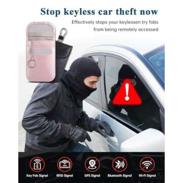 Teskyer 2 Pack of Faraday Key Fob Protectors, Anti-Theft Faraday Bags, Car Key RFID Signal Blocking Pouch, Small Size 3.3" x 4.7", Black & Rose Gold