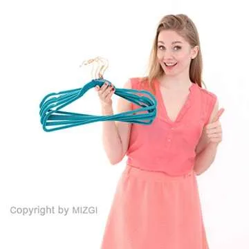 MIZGI Premium Velvet Hangers (50 Pack) Heavy Duty - Non Slip Felt Suit Hangers Teal/Turquoise - Rose Gold Hooks,Space Saving Clothes Hangers