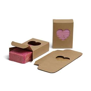 50 CYP Kraft Heart Window Soap Box - Homemade Soap Packaging - Soap Making Supplies - Made in USA! -...