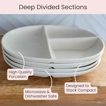 Uba Portion Control Plate (PORCELAIN) for Adults for Healthy Diet