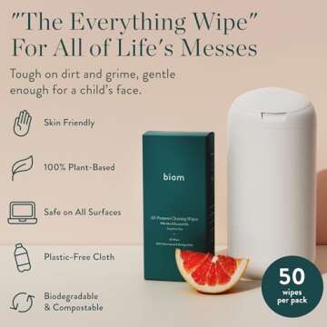 Biom Dispenser + All-Purpose Wipes Starter Kit - Everything Cleaning Wipes | Biodegradable Plant-Bas...