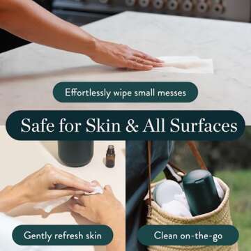 Biom Dispenser + All-Purpose Wipes Starter Kit - Everything Cleaning Wipes | Biodegradable Plant-Based Surface Cleaner for Home & Travel | Kid & Pet Friendly, Natural, Non-Toxic (Sea Foam)